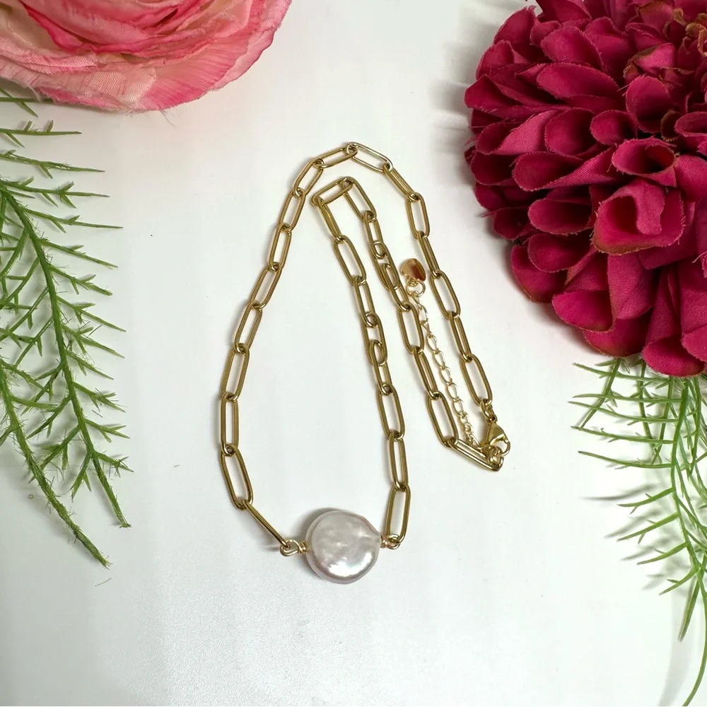 NEW⚜️Baroque Freshwater Pearl Chain Necklace